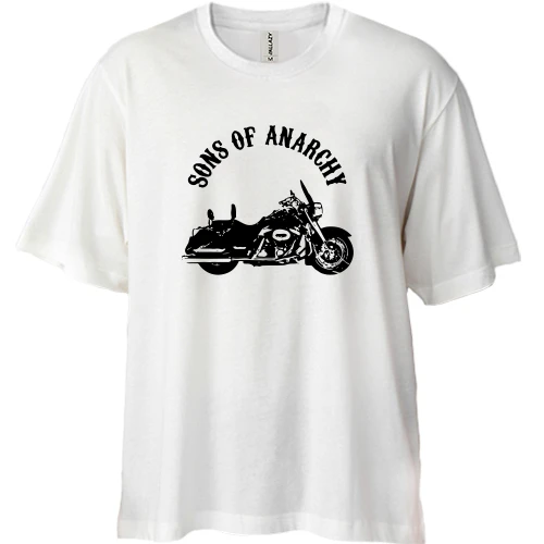 Футболка двонитка Oversize, Білий, Sons of Anarchy з мотоциклом