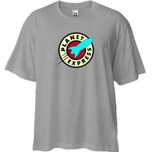 Футболка двонитка Oversize, Чорний, з логотипом Planet Express