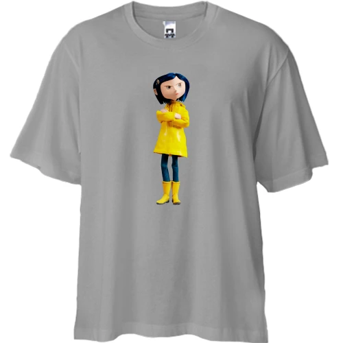 Футболка двонитка Oversize, Сірий, з Кораліною