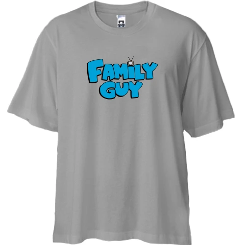 Футболка двунитка Oversize, Белый, Family Guy с телевизором в логотипе