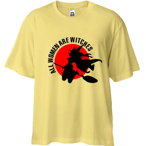 Футболка двонитка Oversize, Жовтий, all women are witches
