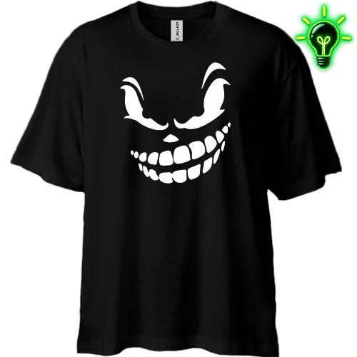 Футболка двунитка Oversize, Черный, Angry smile