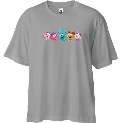 Футболка двунитка Oversize, Черный, со Смешариками