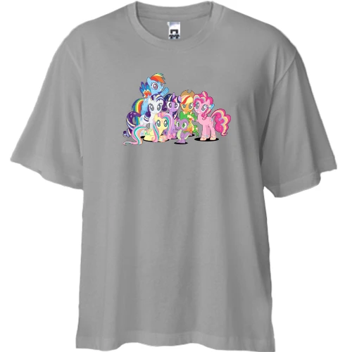 Футболка двунитка Oversize, Белый, с пони из мультфильма My Little Pony