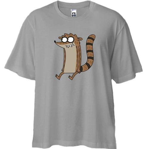 Футболка двунитка Oversize, Серый, с енотом Rigby