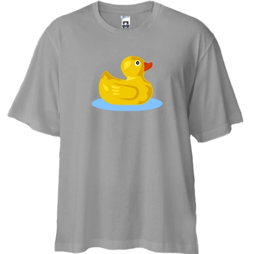 Футболка двунитка Oversize, Серый, с уточкой на воде