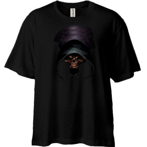 Футболка двонитка Oversize, Чорний, з черепом монстра (2)