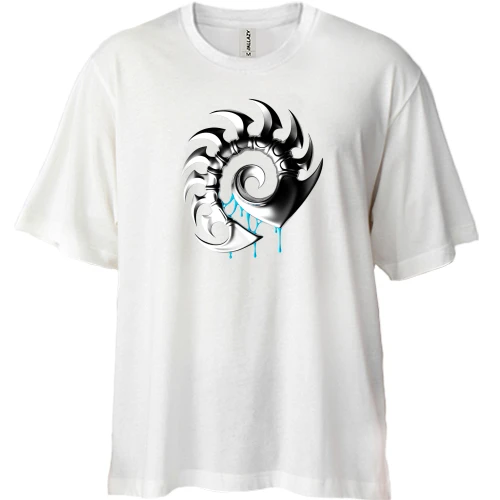 Футболка двунитка Oversize, Белый, Starcraft zerg (2)