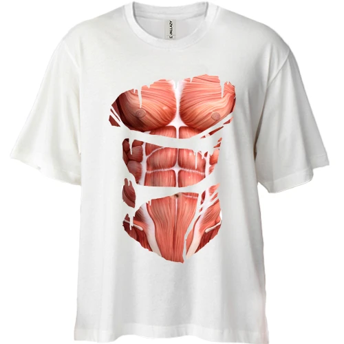 Футболка двунитка Oversize, Белый, Мышцы