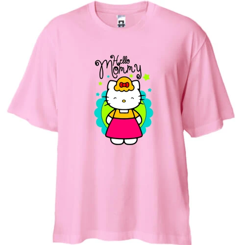Футболка двунитка Oversize для мамы "hello mommy"