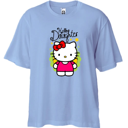 Футболка двунитка Oversize, Синий, для дочки "hello doughter"