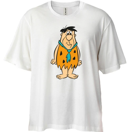 Футболка двунитка Oversize, Белый, с Фредом Флинтстоуном