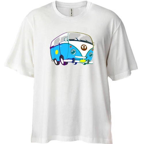Футболка двунитка Oversize, Белый, с маленьким volkswagen