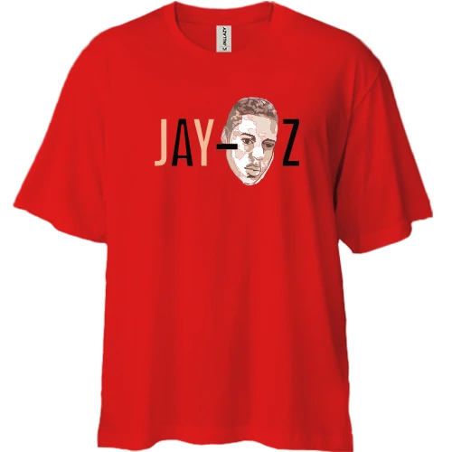 Футболка двунитка Oversize, Красный, JAY-Z