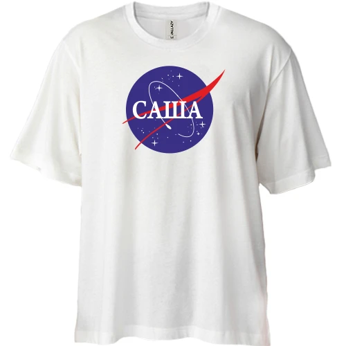 Футболка двонитка Oversize, Білий, Саша (NASA Style)