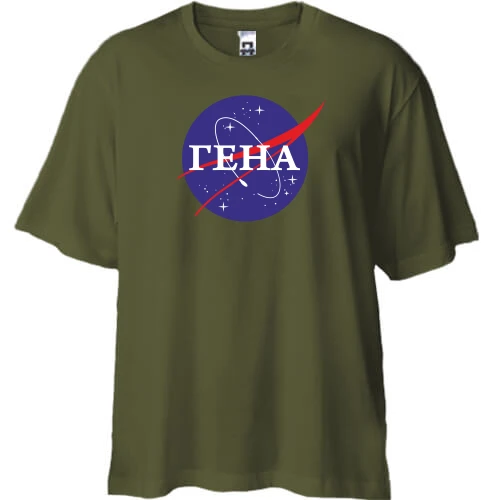 Футболка двонитка Oversize, Хакі, Гена (NASA Style)