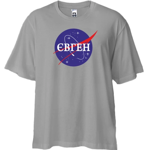 Футболка двонитка Oversize, Сірий, Євген (NASA Style)