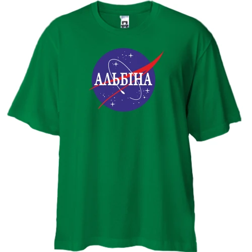 Футболка двонитка Oversize, Зелений, Альбіна (NASA Style)
