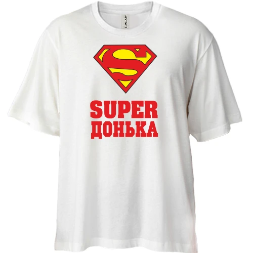 Футболка двонитка Oversize, Білий, Супер донька