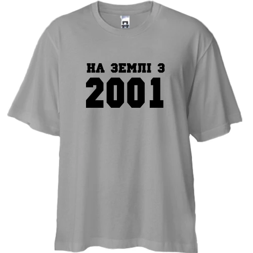 Футболка двонитка Oversize, Сірий, На землі з 2001