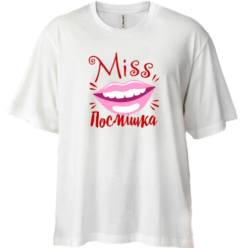 Футболка двонитка Oversize, Білий, Міс посмішка