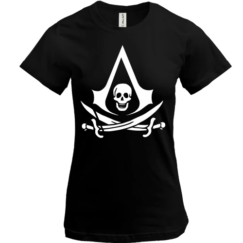 Женская футболка, Черный, с лого Assassin’s Creed 4