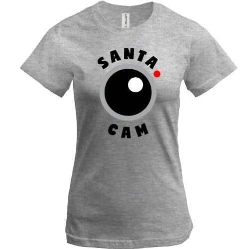 Жіноча футболка, Сірий меланж, "Santa cam"