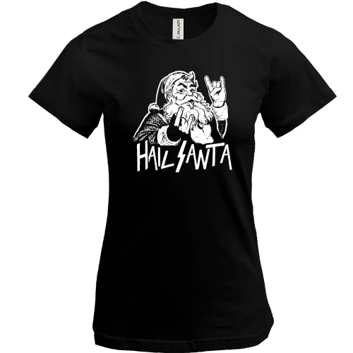 Жіноча футболка, Чорний, "hail Santa"
