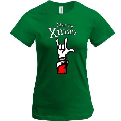 Жіноча футболка, Зелений, "merry Xmas"