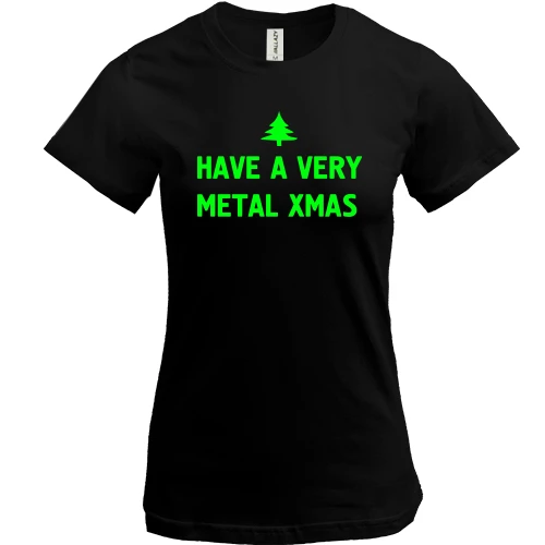 Жіноча футболка, Чорний, c написом "have a very metal xmas"