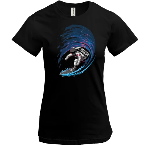 Женская футболка, Черный, Space Surfer