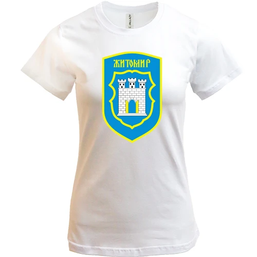 Жіноча футболка, білий, з гербом міста Житомир