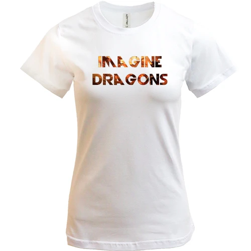 Женская футболка, Белый, Imagine Dragons (огненный дракон)