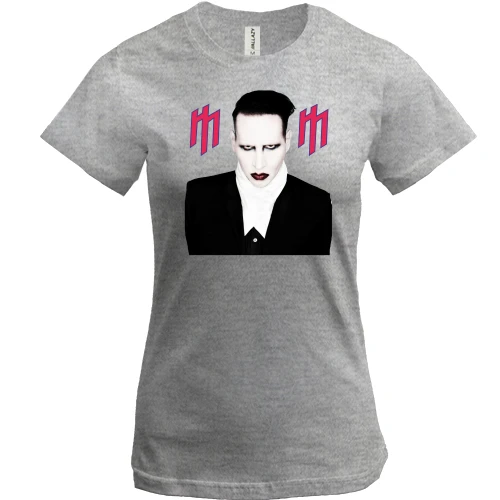 Женская футболка, Серый меланж, Marilyn Manson (2)