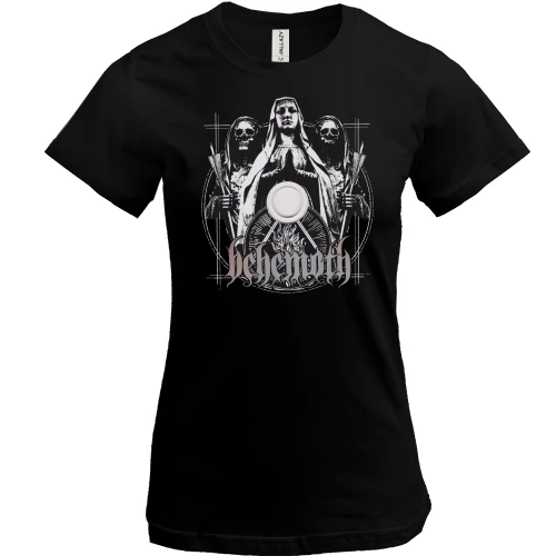 Женская футболка, Черный, Behemoth (с монахиней)