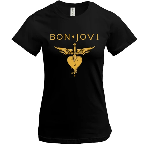 Жіноча футболка, Чорний, Bon Jovi gold logo