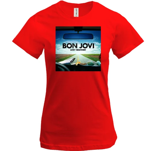 Женская футболка, Красный, Bon Jovi - Lost Highway
