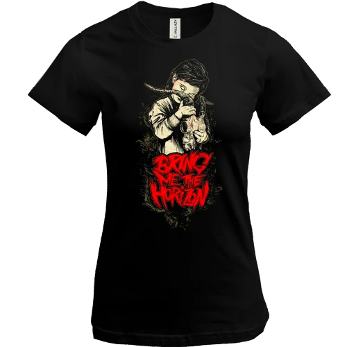 Женская футболка, Черный, c Bring me the horizon girl (2)