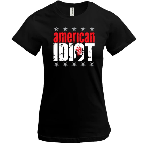 Женская футболка, Черный, Green day American Idiot