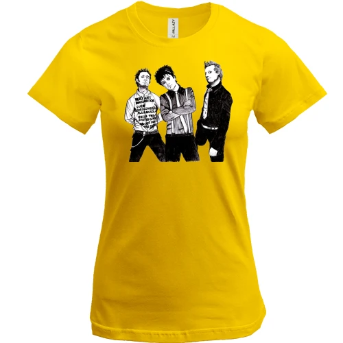 Женская футболка, Желтый, Green day (рисунок)