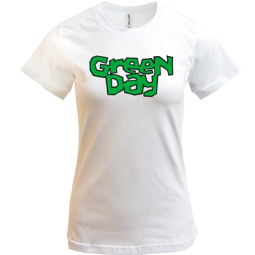 Женская футболка, Белый, Green day (Street art logo)
