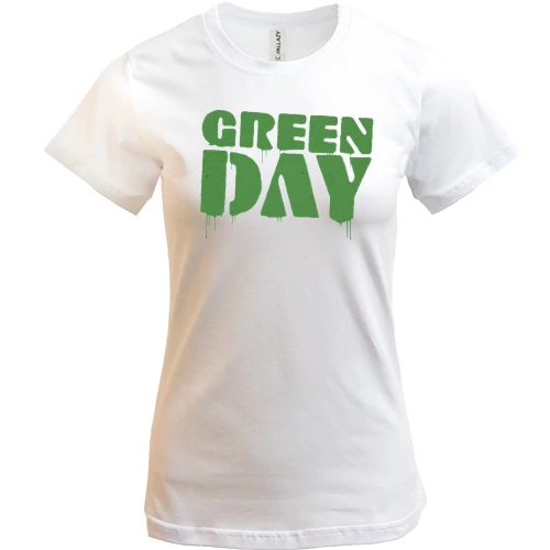 Женская футболка, Белый, Green day (paint)