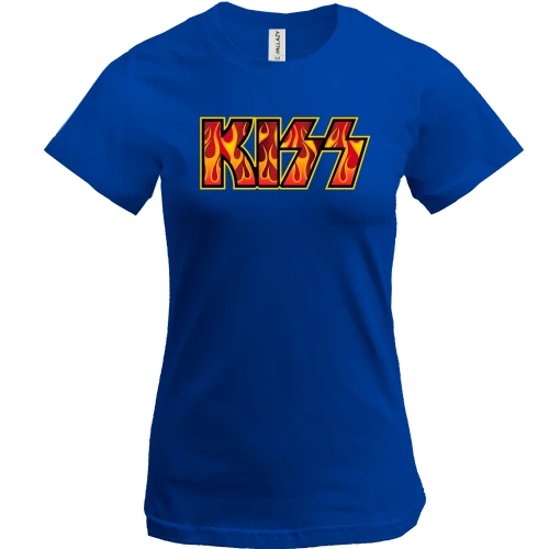 Жіноча футболка, Синій, KISS (fire logo)