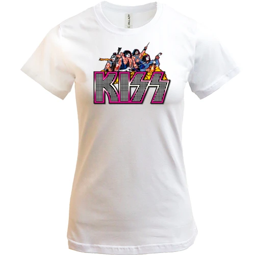 Женская футболка, Белый, KISS Band