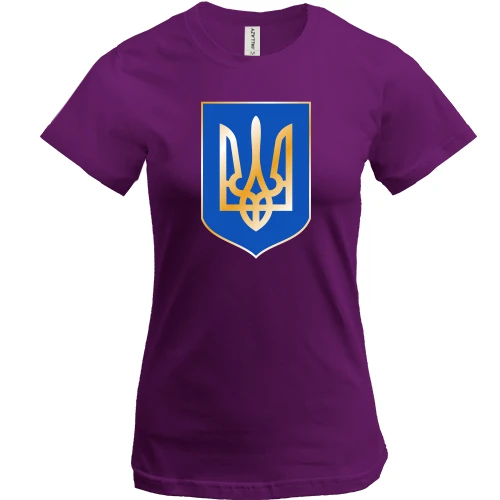 Жіноча футболка, фіолетовий, з гербом України (2)