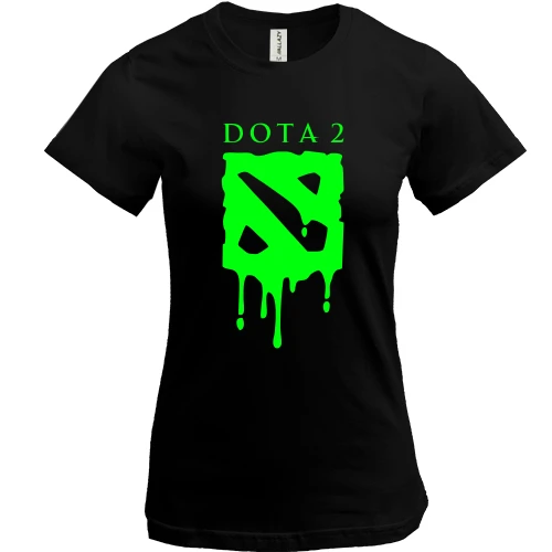 Женская футболка, Черный, кислотный лого DOTA 2