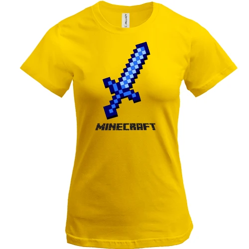 Женская футболка, Желтый, Мечь Minecraft