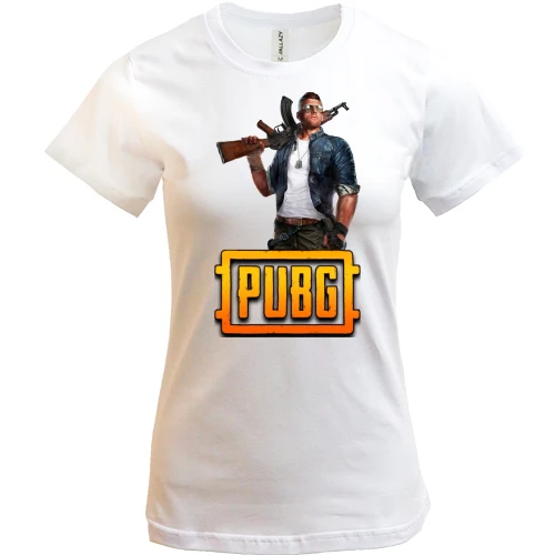 Жіноча футболка, Білий, з персонажем PUBG