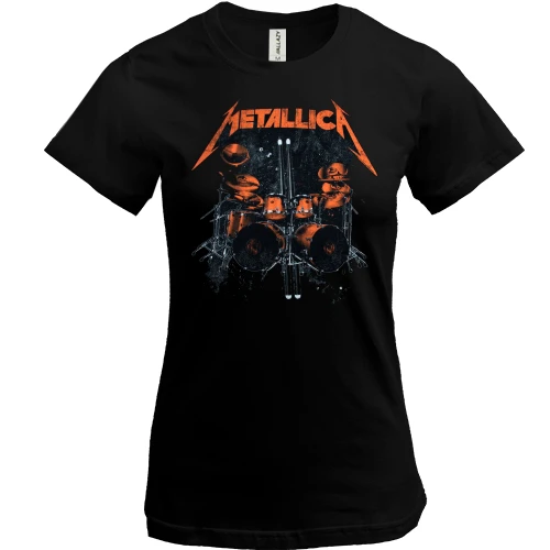 Женская футболка, Черный, Metallica (барабаны)