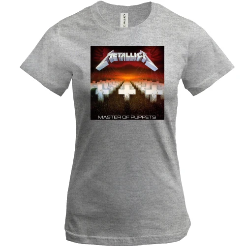 Женская футболка, Серый меланж, Metallica Master of puppets (2)